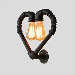 Lámpara de pared creativa con forma de corazón y tubería de agua vintage, estilo industrial, para sala de estar, restaurante, bar, cafetería, decoración de pared.