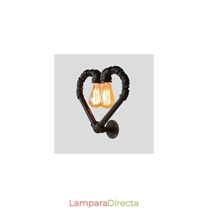 Lámpara de pared creativa con forma de corazón y tubería de agua vintage, estilo industrial, para sala de estar, restaurante, bar, cafetería, decoración de pared.
