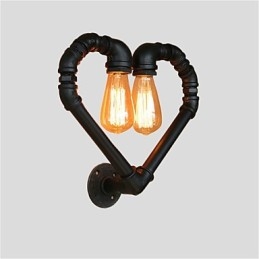 Lámpara de pared creativa con forma de corazón y tubería de agua vintage, estilo industrial, para sala de estar, restaurante, bar, cafetería, decoración de pared.