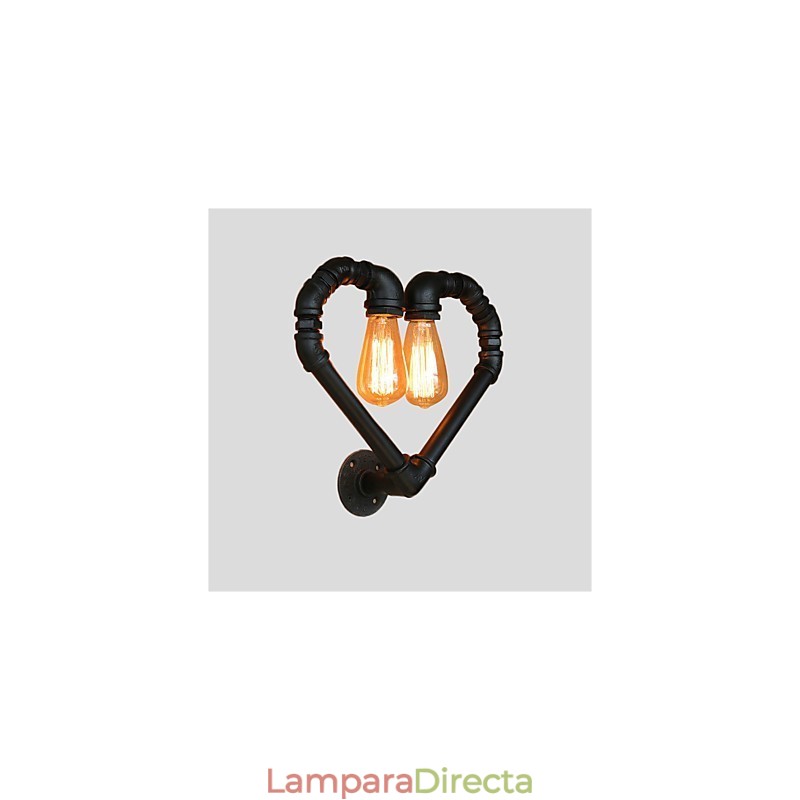 Lámpara de pared creativa con forma de corazón y tubería de agua vintage, estilo industrial, para sala de estar, restaurante, bar, cafetería, decoración de pared.