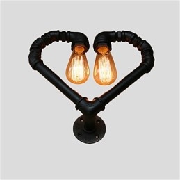 Lámpara de pared creativa con forma de corazón y tubería de agua vintage, estilo industrial, para sala de estar, restaurante, bar, cafetería, decoración de pared.