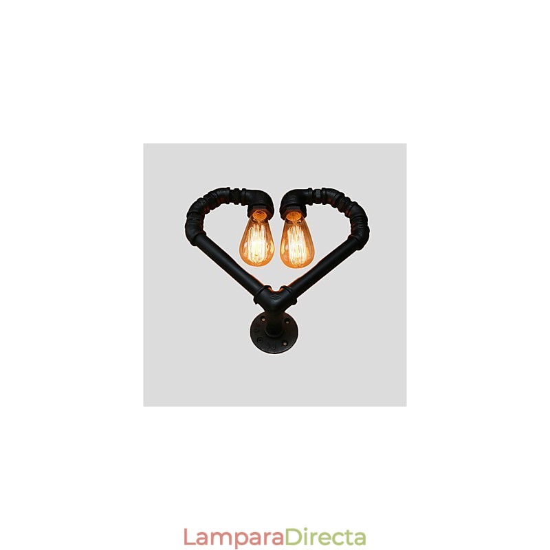 Lámpara de pared creativa con forma de corazón y tubería de agua vintage, estilo industrial, para sala de estar, restaurante, bar, cafetería, decoración de pared.