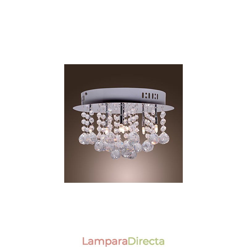Lámpara de techo moderna contemporánea de metal cromado y cristal