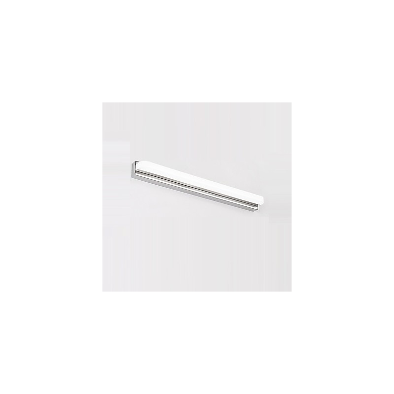 Lámpara de pared moderna y contemporánea integrada en cromo para iluminación ambiental de baño.