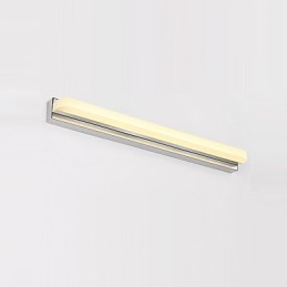 Lámpara de pared moderna y contemporánea integrada en cromo para iluminación ambiental de baño.