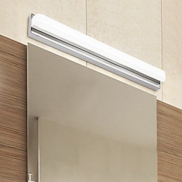 Lámpara de pared moderna y contemporánea integrada en cromo para iluminación ambiental de baño.