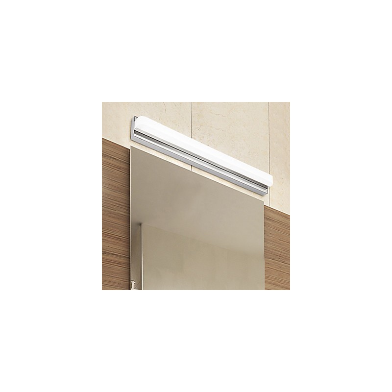 Lámpara de pared moderna y contemporánea integrada en cromo para iluminación ambiental de baño.