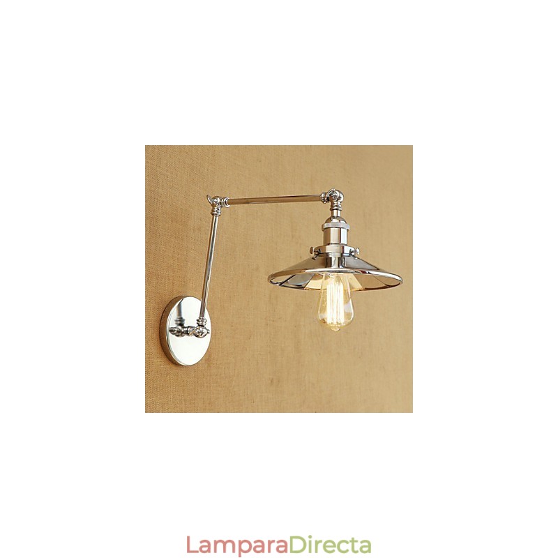 Lámpara de ambiente rústica estilo cabaña, estilo retro, galvanizada, con brazo oscilante estilo mini.