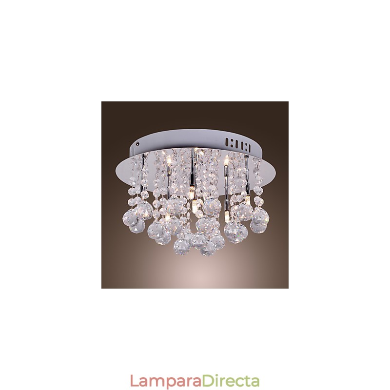 Lámpara de techo moderna contemporánea de metal cromado y cristal