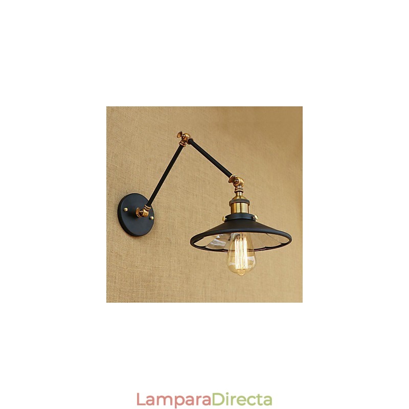 Lámpara de ambiente rústica estilo cabaña, estilo retro, galvanizada, con brazo oscilante estilo mini.