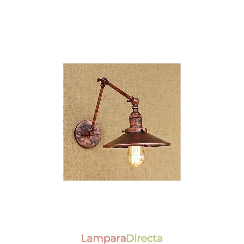 Lámpara de ambiente rústica estilo cabaña, estilo retro, galvanizada, con brazo oscilante estilo mini.
