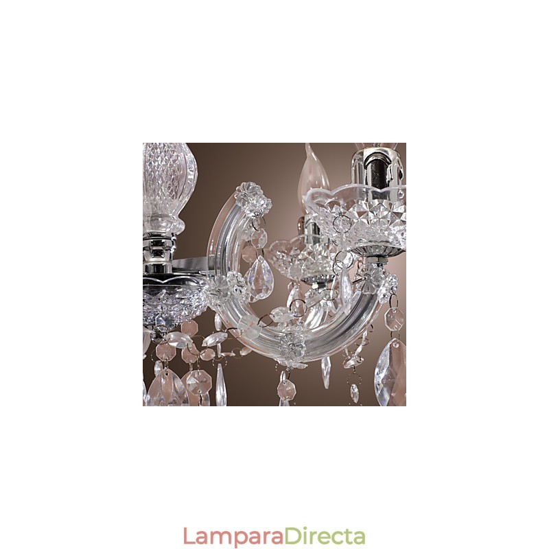Lámpara de techo cromada Upligh, luz de vela, accesorio acrílico, lámpara colgante
