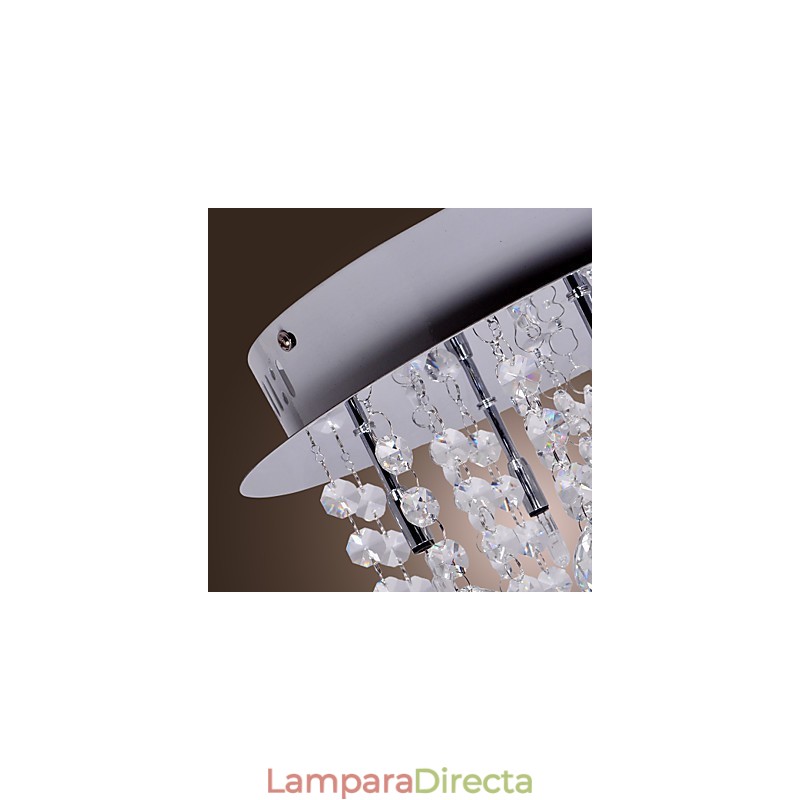 Lámpara de techo moderna contemporánea de metal cromado y cristal