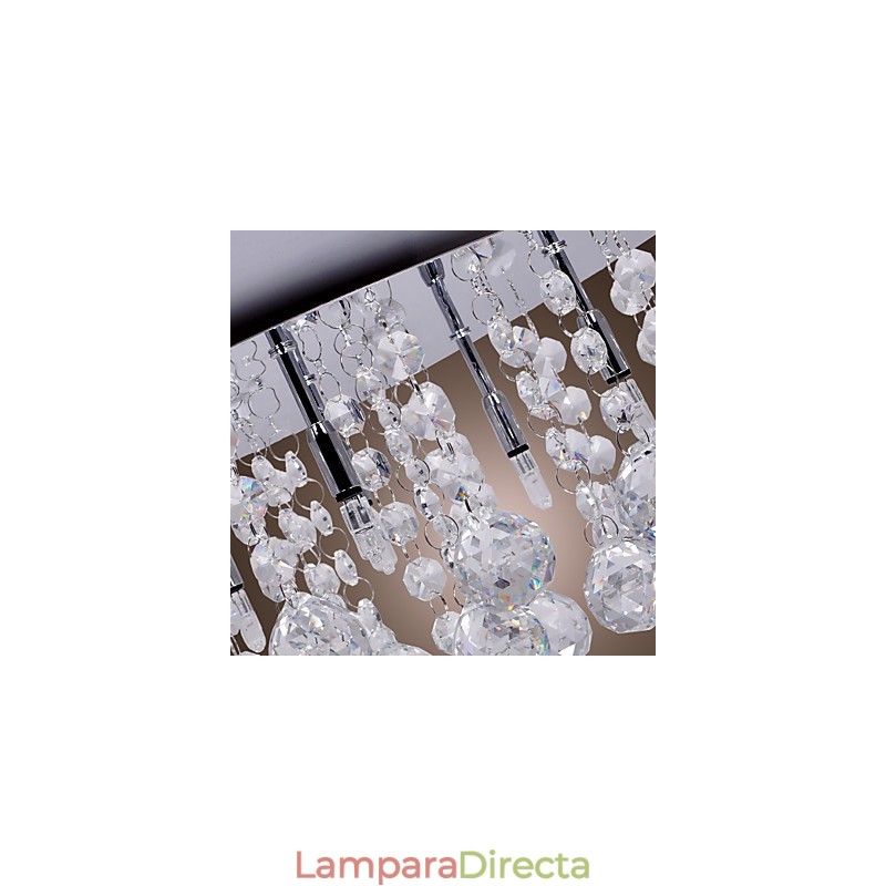 Lámpara de techo moderna contemporánea de metal cromado y cristal