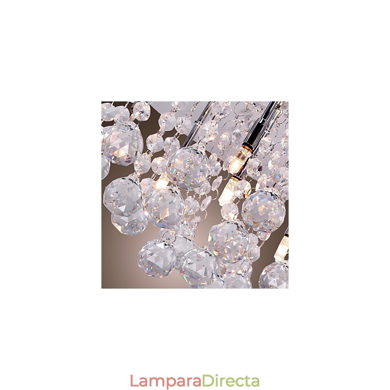Lámpara de techo moderna contemporánea de metal cromado y cristal