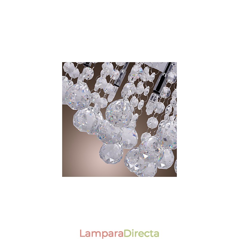Lámpara de techo moderna contemporánea de metal cromado y cristal