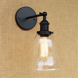 Apliques de pared con luz ambiental de estilo retro campestre con acabado galvanizado para protección ocular en miniatura.