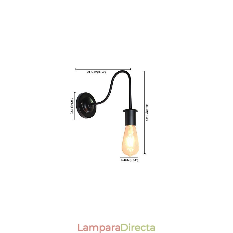 Apliques de pared Lámpara de pared de hierro Lámpara de pared con sable de luz negro tonto en la pared