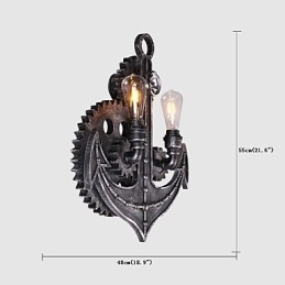 Lámparas de pared industriales vintage con forma de engranaje de madera, luces giratorias creativas, iluminación decorativa para restaurantes, cafeterías y bares.