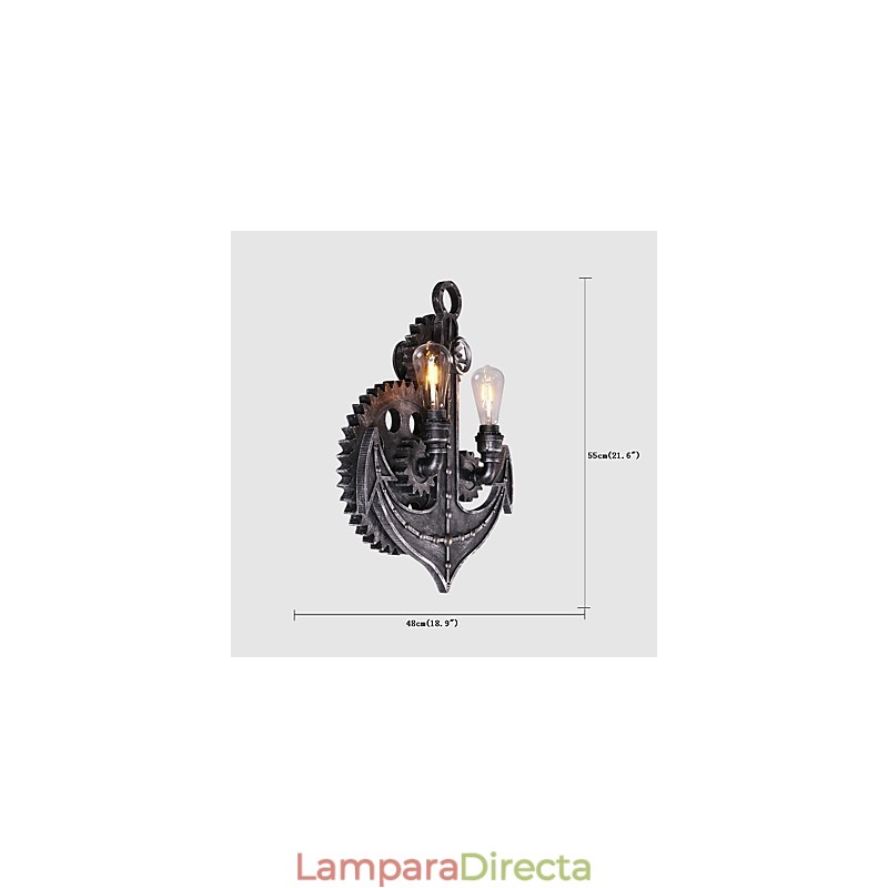 Lámparas de pared industriales vintage con forma de engranaje de madera, luces giratorias creativas, iluminación decorativa para restaurantes, cafeterías y bares.