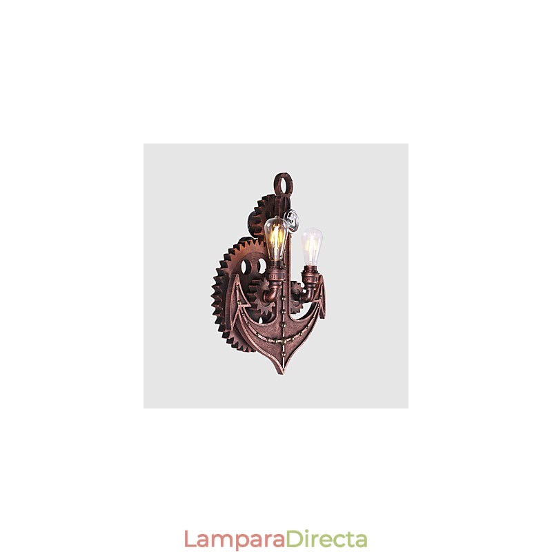 Lámparas de pared industriales vintage con forma de engranaje de madera, luces giratorias creativas, iluminación decorativa para restaurantes, cafeterías y bares.
