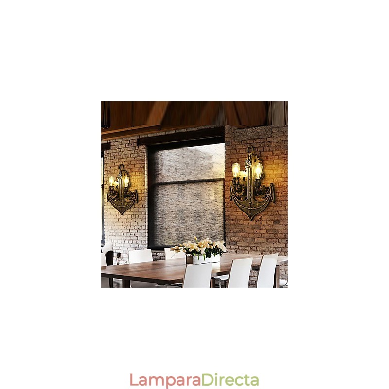 Lámparas de pared industriales vintage con forma de engranaje de madera, luces giratorias creativas, iluminación decorativa para restaurantes, cafeterías y bares.