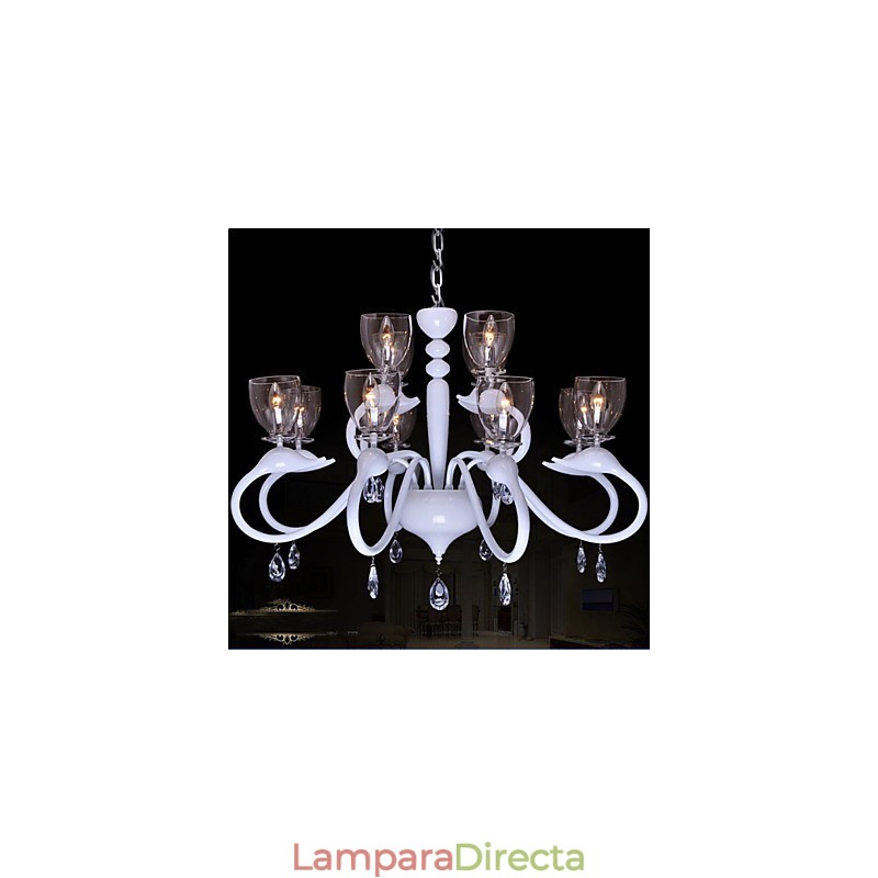 Lámpara colgante de cristal estilo europeo con forma de cisne, 12 luces, individualidad creativa