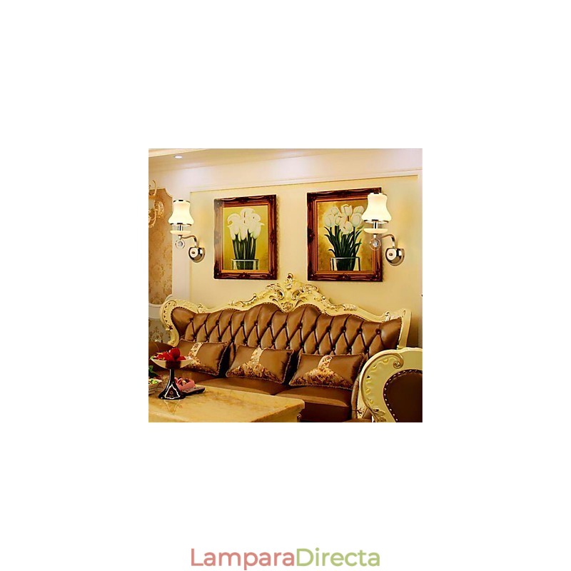 Lámpara de pared de luz ambiental moderna y contemporánea con acabado galvanizado, estilo mini de cristal, con protección ocular.