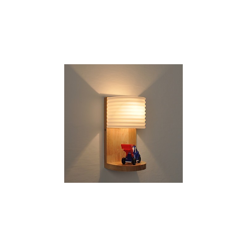 Lámpara de pared sencilla, lámpara de noche, lámpara de escritorio con pantalla de vidrio y madera maciza para dormitorio, tocador, sala de estar, habitación de bebé, dormitorio universitario, mesa de centro, librería