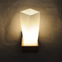Lámpara de pared sencilla, lámpara de noche, lámpara de escritorio con pantalla de vidrio y madera maciza para dormitorio, tocador, sala de estar, habitación de bebé, dormitorio universitario, mesa de centro, librería