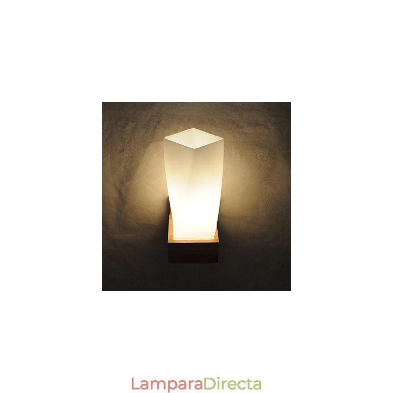 Lámpara de pared sencilla, lámpara de noche, lámpara de escritorio con pantalla de vidrio y madera maciza para dormitorio, tocador, sala de estar, habitación de bebé, dormitorio universitario, mesa de centro, librería