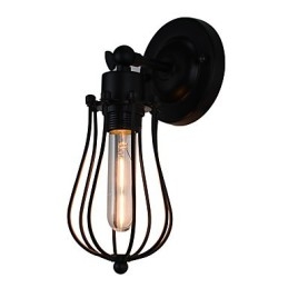 Lámpara de pared de acero pintado, estilo café americano negro, estilo retro, con sable de luz.