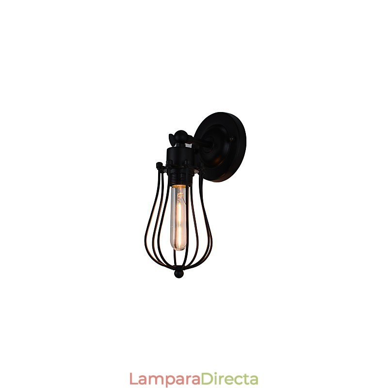 Lámpara de pared de acero pintado, estilo café americano negro, estilo retro, con sable de luz.