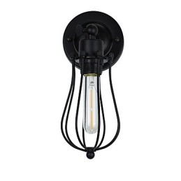 Lámpara de pared de acero pintado, estilo café americano negro, estilo retro, con sable de luz.