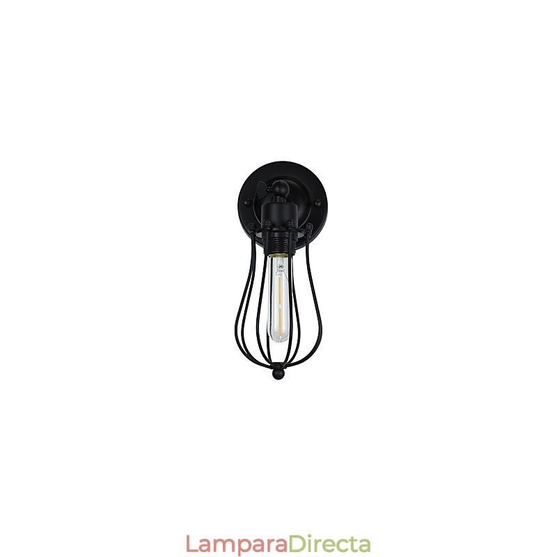 Lámpara de pared de acero pintado, estilo café americano negro, estilo retro, con sable de luz.
