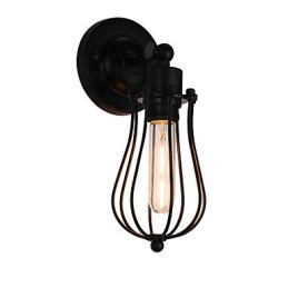Lámpara de pared de acero pintado, estilo café americano negro, estilo retro, con sable de luz.