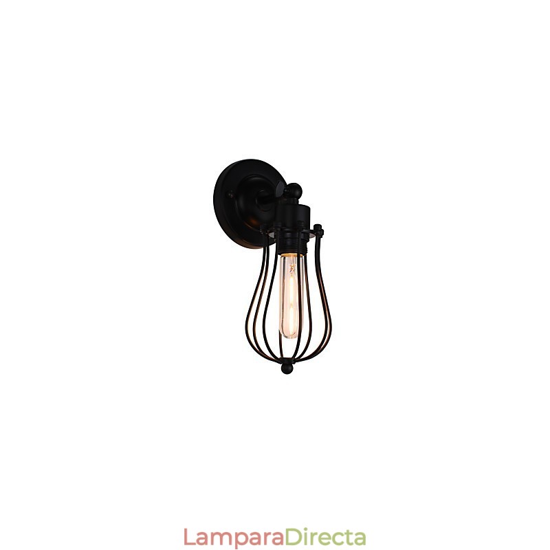 Lámpara de pared de acero pintado, estilo café americano negro, estilo retro, con sable de luz.
