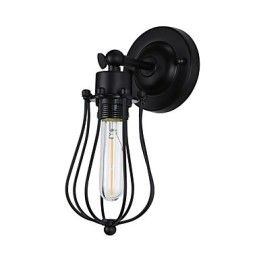 Lámpara de pared de acero pintado, estilo café americano negro, estilo retro, con sable de luz.
