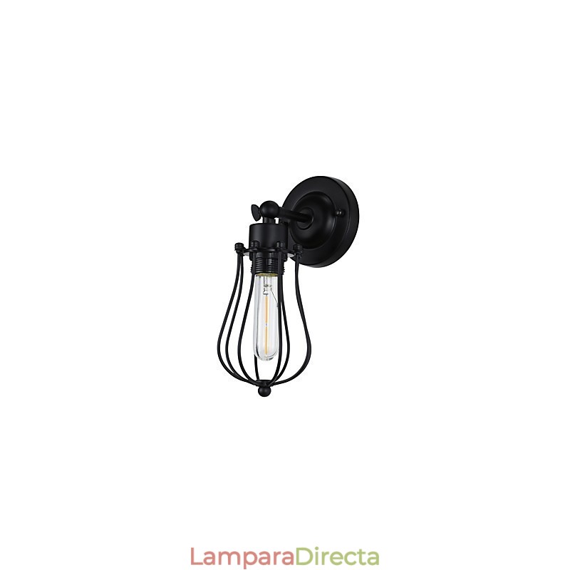 Lámpara de pared de acero pintado, estilo café americano negro, estilo retro, con sable de luz.