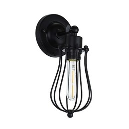 Lámpara de pared de acero pintado, estilo café americano negro, estilo retro, con sable de luz.