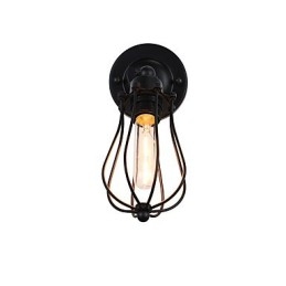 Lámpara de pared de acero pintado, estilo café americano negro, estilo retro, con sable de luz.