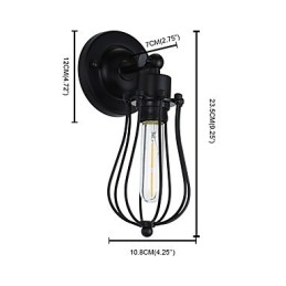 Lámpara de pared de acero pintado, estilo café americano negro, estilo retro, con sable de luz.