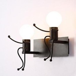 Lámpara de pared de hierro estilo country americano, creativa, para dormitorio, mesita de noche, cálida, estilo villano.