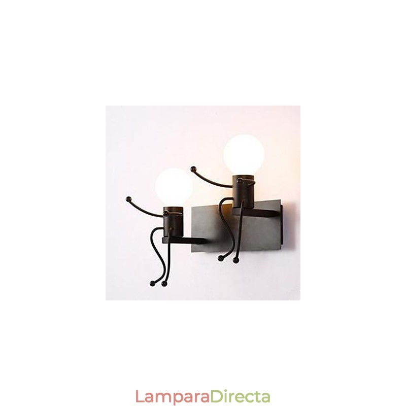 Lámpara de pared de hierro estilo country americano, creativa, para dormitorio, mesita de noche, cálida, estilo villano.