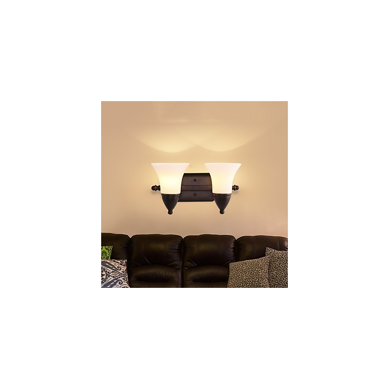 Apliques de pared con luz ambiental de estilo rústico Lodge con acabado en óxido negro para protección ocular.