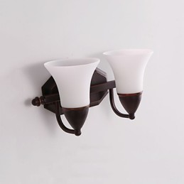 Apliques de pared con luz ambiental de estilo rústico Lodge con acabado en óxido negro para protección ocular.