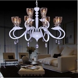 Lámpara colgante de cristal estilo europeo con forma de cisne, 12 luces, individualidad creativa