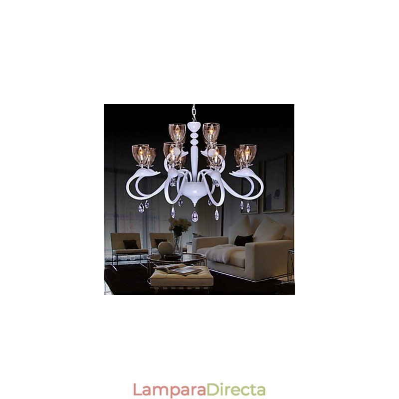Lámpara colgante de cristal estilo europeo con forma de cisne, 12 luces, individualidad creativa