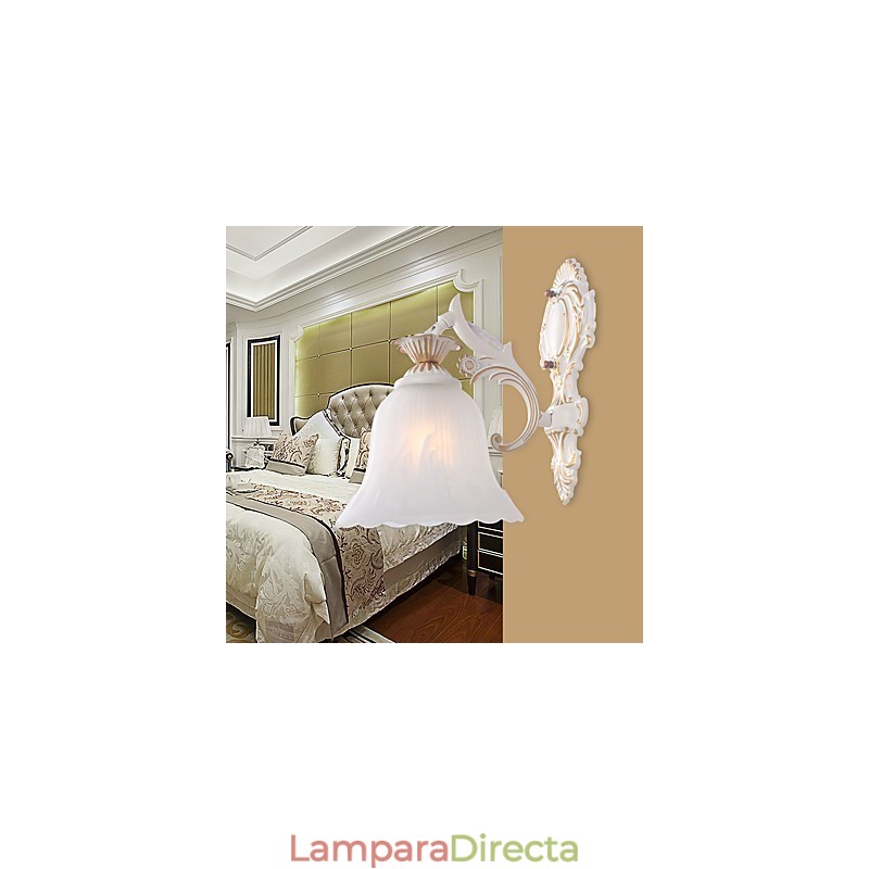 Pintura contemporánea moderna para apliques de pared con luz descendente.