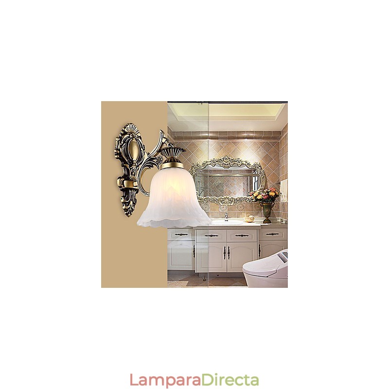 Pintura contemporánea moderna para apliques de pared con luz descendente.